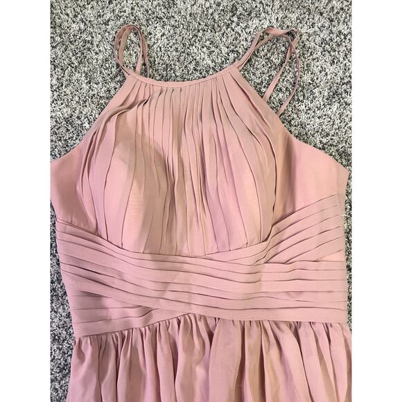 JJ’s House A-Line‎ Scoop Floor-Length Chiffon Bridesmaid Dress, Blush Pink Sz 8 - Picture 5 of 12